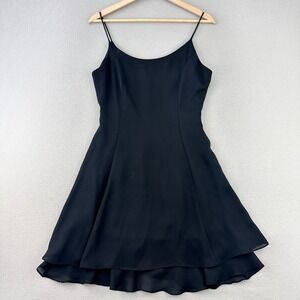 VTG 90s Spaghetti‎ Strap Dress Womens M Black Fit & Flare Chiffon Whimsygoth Y2K